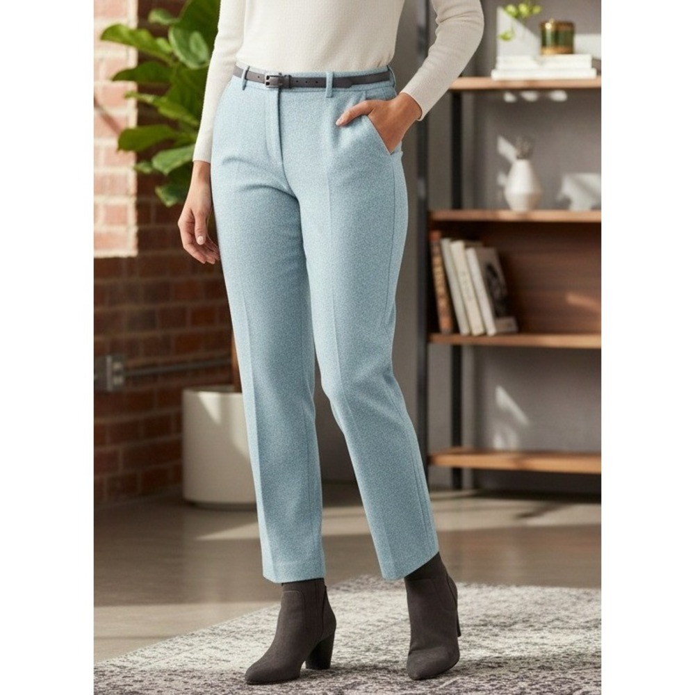 Pendleton Petite Wool‎ Herringbone Trousers Women's 10  Light Blue Career USA